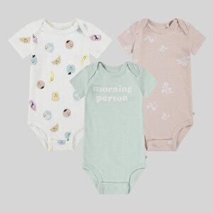 Huggies Baby Girls' 3pk Food & Flowers Organic Bodysuit